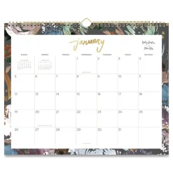 Discount 15 in. x 12 in. 12-Month (Jan to Dec): 2026 Midnight Garden Monthly Wall Calendar - Floral Artwork, White/Multicolor Sheets Calendars & Planners