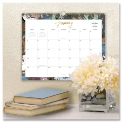 Discount 15 in. x 12 in. 12-Month (Jan to Dec): 2026 Midnight Garden Monthly Wall Calendar - Floral Artwork, White/Multicolor Sheets Calendars & Planners