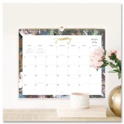 Discount 15 in. x 12 in. 12-Month (Jan to Dec): 2026 Midnight Garden Monthly Wall Calendar - Floral Artwork, White/Multicolor Sheets Calendars & Planners