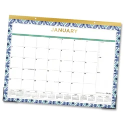 Discount 22 in. x 17 in. 12-Month (Jan to Dec): 2026 Tile Monthly Desk Pad Calendar - Geometric Artwork, White/Blue/Green Sheets Calendars & Planners