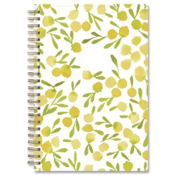 New 8 in. x 5 in. 12-Month (Jan to Dec): 2026 Mimosa Weekly/Monthly Planner - Lemon Artwork, Yellow/Green/White Cover Paper & Printables