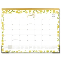 Discount 22 in. x 17 in. 12-Month (Jan to Dec): 2026 Mimosa Monthly Desk Pad Calendar - Lemon Artwork, White/Yellow/Green Sheets Calendars & Planners