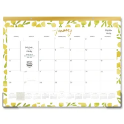Discount 22 in. x 17 in. 12-Month (Jan to Dec): 2026 Mimosa Monthly Desk Pad Calendar - Lemon Artwork, White/Yellow/Green Sheets Calendars & Planners