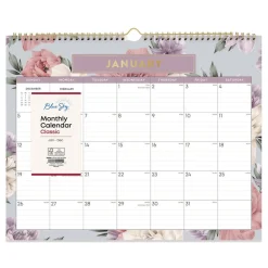 Online 15 in. x 12 in. 12-Month (Jan to Dec): 2026 Tula Monthly Wall Calendar - Floral Artwork, White/Multicolor Sheets Calendars & Planners