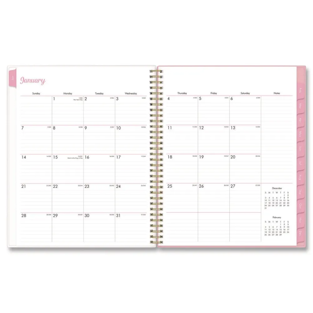 Discount 11 in. x 8.5 in. 12-Month (Jan to Dec): 2026 Mimi Pink Monthly Planner - Floral Artwork, Pink/Blue/Rose Cover Paper & Printables
