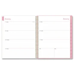 Discount 11 in. x 8.5 in. 12-Month (Jan to Dec): 2026 Mimi Pink Monthly Planner - Floral Artwork, Pink/Blue/Rose Cover Paper & Printables