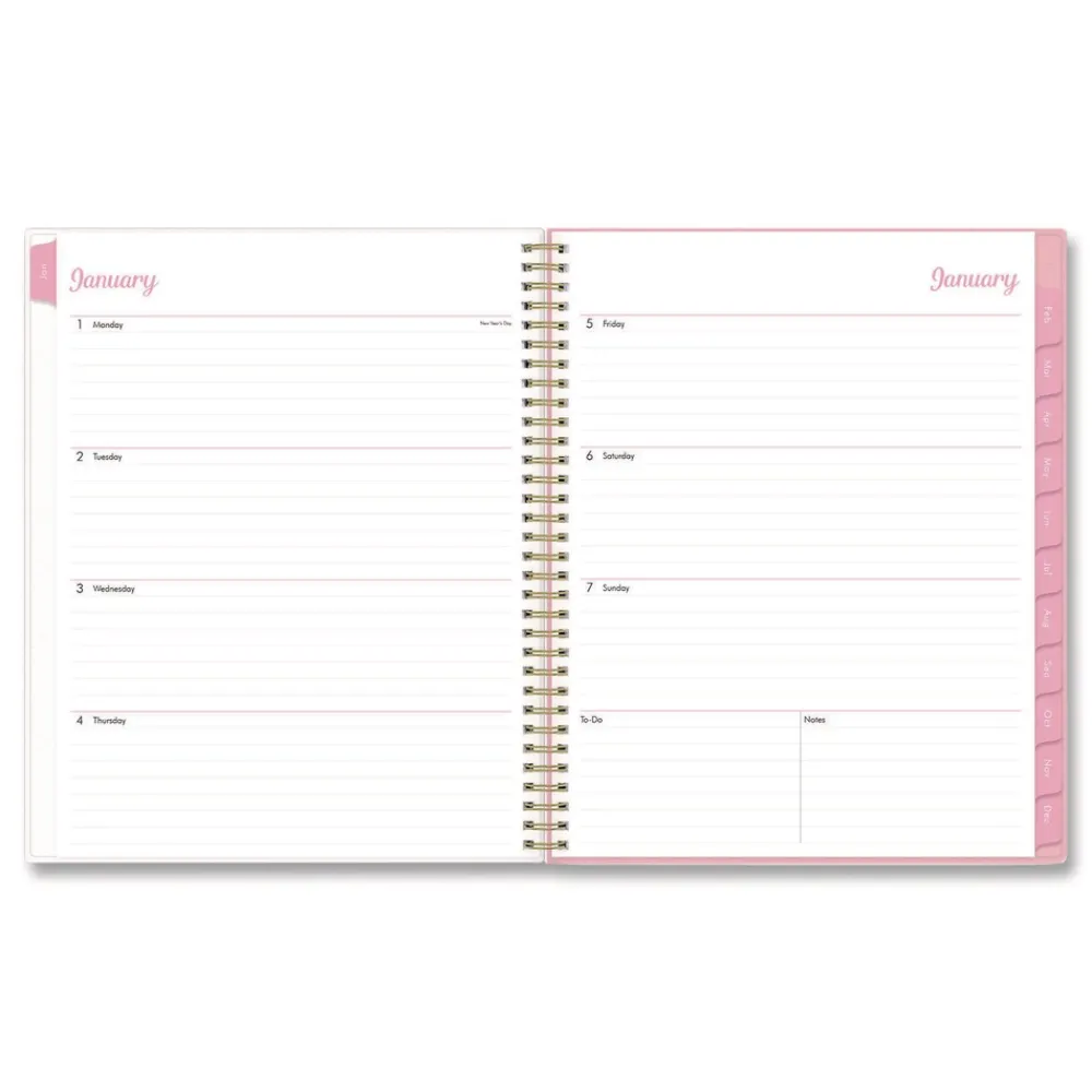 Discount 11 in. x 8.5 in. 12-Month (Jan to Dec): 2026 Mimi Pink Monthly Planner - Floral Artwork, Pink/Blue/Rose Cover Paper & Printables