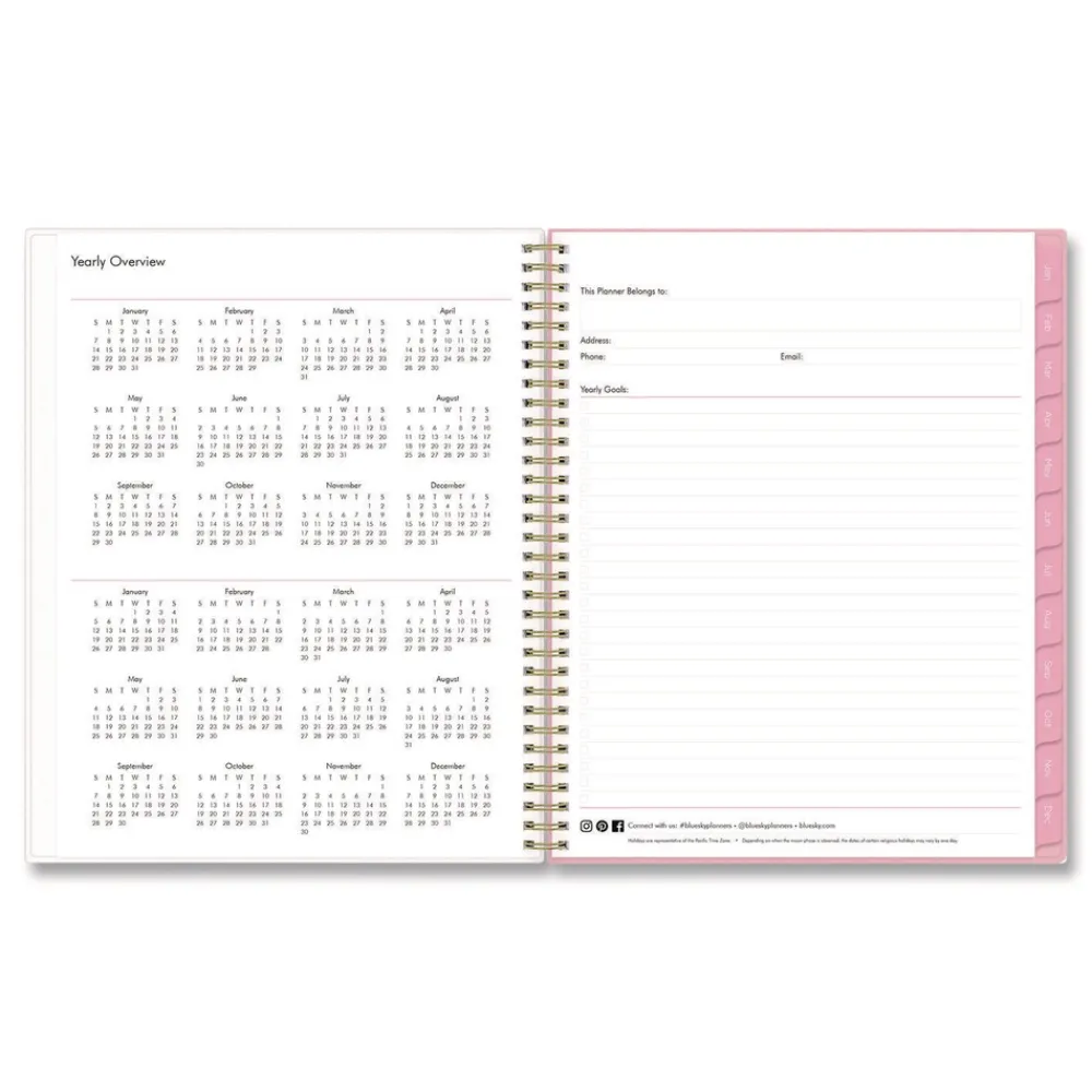 Discount 11 in. x 8.5 in. 12-Month (Jan to Dec): 2026 Mimi Pink Monthly Planner - Floral Artwork, Pink/Blue/Rose Cover Paper & Printables
