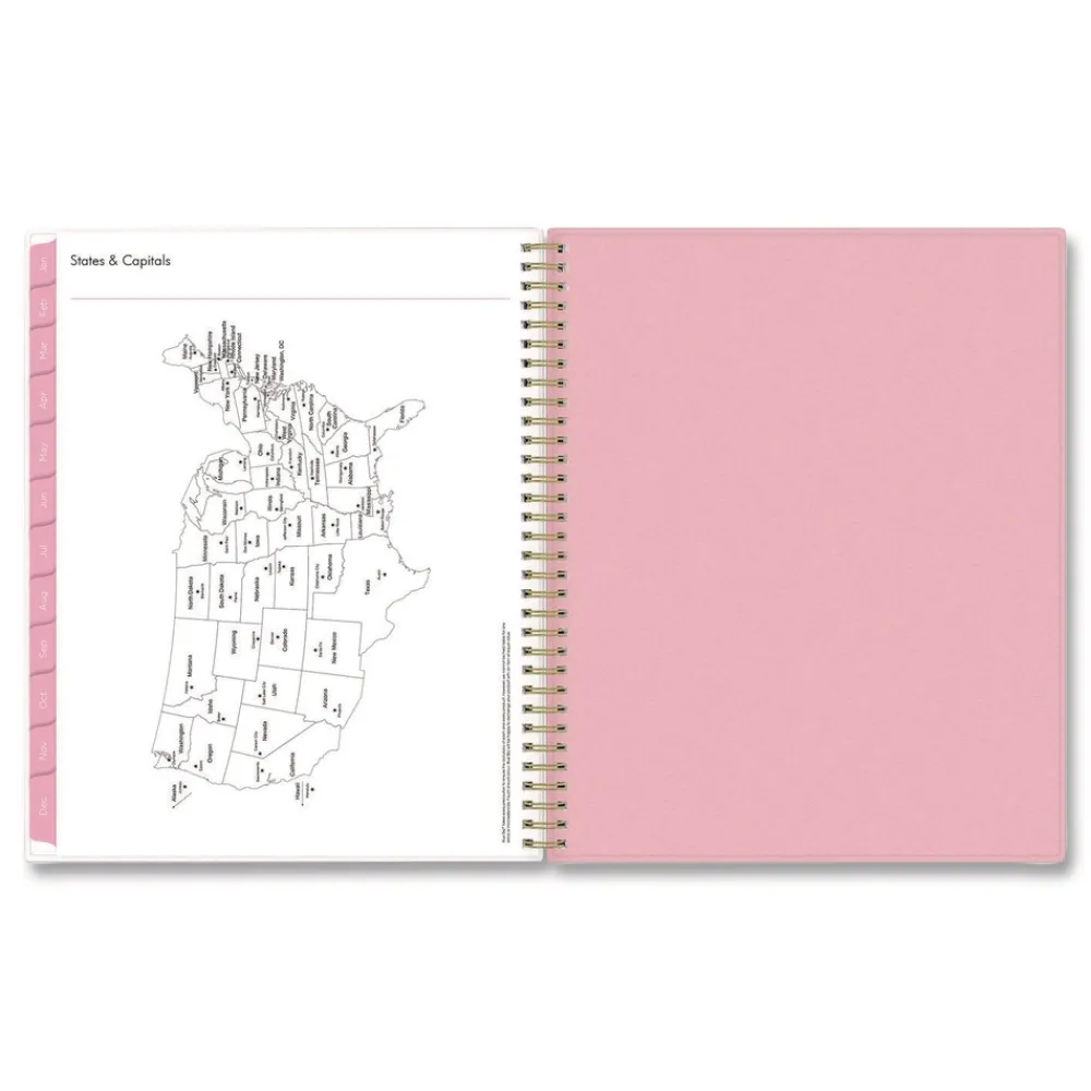 Discount 11 in. x 8.5 in. 12-Month (Jan to Dec): 2026 Mimi Pink Monthly Planner - Floral Artwork, Pink/Blue/Rose Cover Paper & Printables