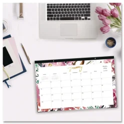 Outlet 17 in. x 11 in. 12-Month (Jan to Dec): 2026 Kelly Ventura Magenta Bloom Desk Pad Calendar - Floral Artwork, White/Multicolor Sheets Calendars & Planners