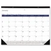Hot 12-Month (Jan to Dec): 2026 22 in. x 17 in. DuraGlobe Monthly Desk Pad Calendar - White/Blue/Gray Sheets, Black Binding/Corners Calendars & Planners