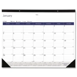 Hot 12-Month (Jan to Dec): 2026 22 in. x 17 in. DuraGlobe Monthly Desk Pad Calendar - White/Blue/Gray Sheets, Black Binding/Corners Calendars & Planners