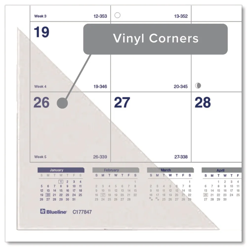 Hot 12-Month (Jan to Dec): 2026 22 in. x 17 in. Net Zero Carbon Monthly Desk Pad Calendar - White/Gray/Blue Sheets, Black Binding Calendars & Planners