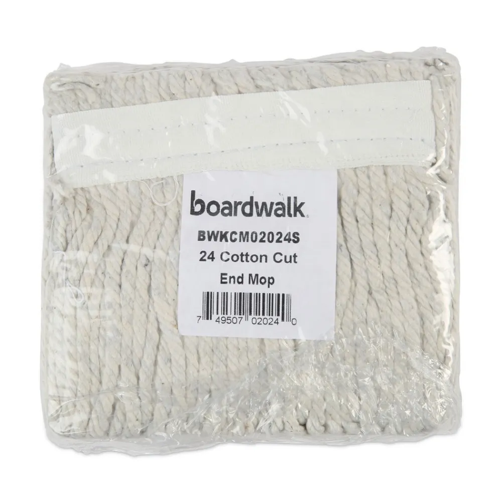 Clearance #24 Banded Cotton Mop Heads - White (12/Carton) Cleaning & Janitorial Supplies