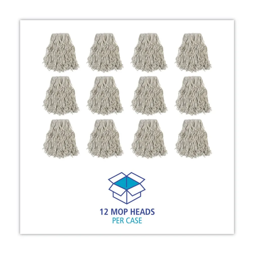 Clearance #24 Banded Cotton Mop Heads - White (12/Carton) Cleaning & Janitorial Supplies