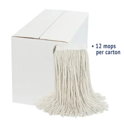 New #20 Cut-End Cotton Wet Mop Head - White (12/Carton) Cleaning & Janitorial Supplies