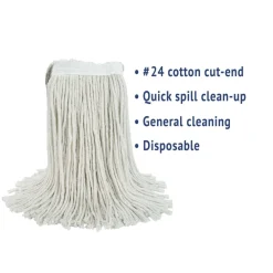 Discount #24 Cut-End Cotton Wet Mop Head - White Cleaning & Janitorial Supplies