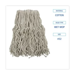#32 Cut-End Cotton Mop Head - White (12/Carton) Cleaning & Janitorial Supplies