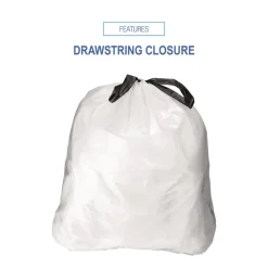 Hot 13 Gallon 24 in. x 28 in. Drawstring Kitchen Bags - White (50 Bags/Roll, 2 Rolls/Carton) Trash & Waste Bins
