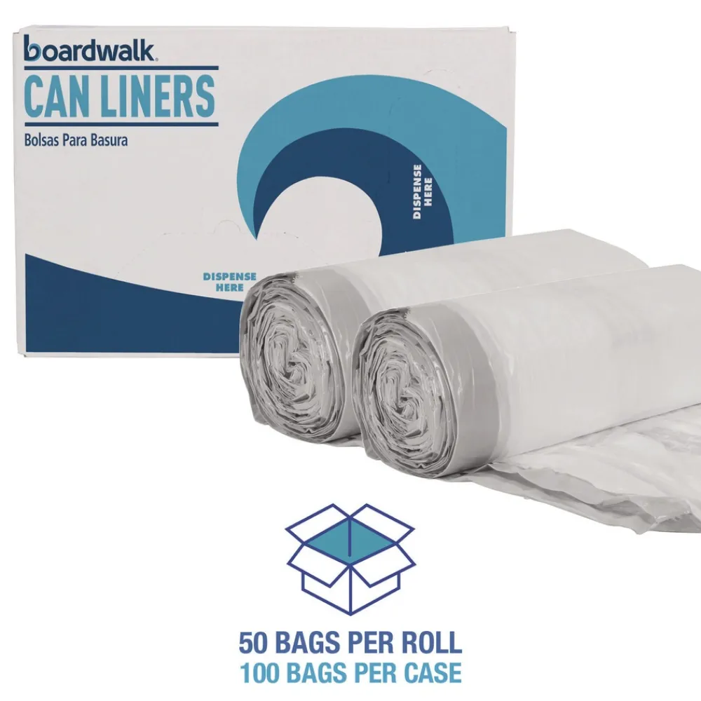 Hot 13 Gallon 24 in. x 28 in. Drawstring Kitchen Bags - White (50 Bags/Roll, 2 Rolls/Carton) Trash & Waste Bins