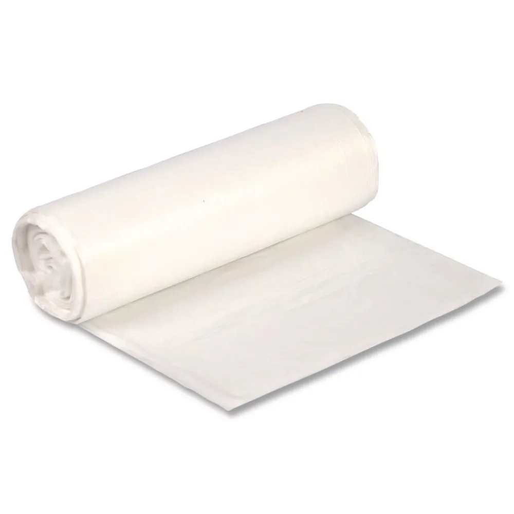 New 16 Gallon 8 mic 24 in. x 33 in. Perforated Roll High-Density Can Liners - Natural (1000/Carton) Trash & Waste Bins