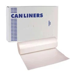 New 33 Gallon 14 mic 33 in. x 38 in. Perforated Roll High-Density Can Liners - Natural (25 Bags/Roll, 10 Rolls/Carton) Cleaning & Janitorial Supplies