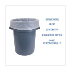 Discount 60 Gallon 1.8 mil 38 in. x 63 in. Industrial Drum Liners Rolls - Clear (75/Carton) Trash & Waste Bins