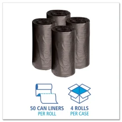 Online 10 Gallon 0.35 mil 24 in. x 23 in. Perforated Roll Low-Density Waste Can Liners - Black (50 Bags/Roll, 10 Rolls/Carton) Cleaning & Janitorial Supplies