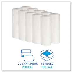 Best 10 Gallon 0.4 mil 24 in. x 23 in. Perforated Roll Low-Density Waste Can Liners - White (25 Bags/Roll, 20 Rolls/Carton) Trash & Waste Bins