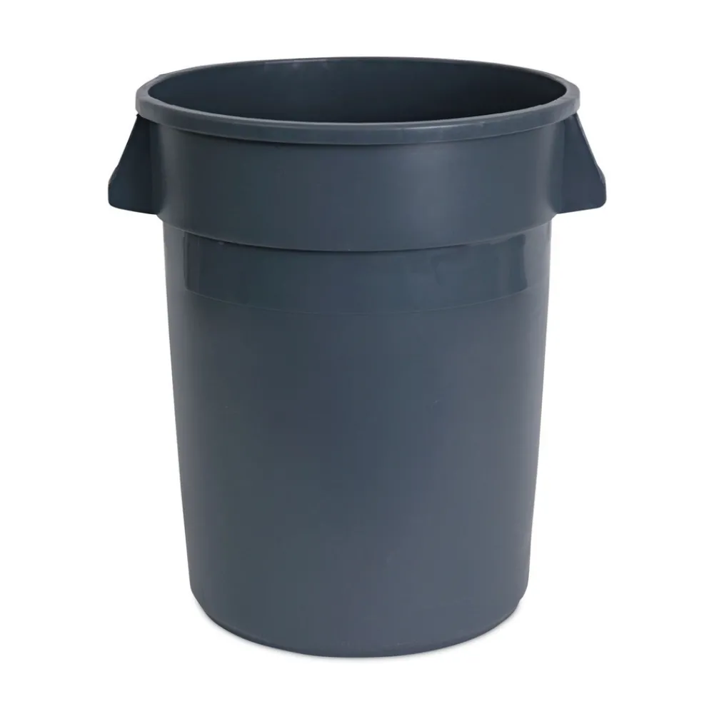 Discount 32 Gallon Linear-Low-Density Polyethylene Round Waste Receptacle - Gray Trash & Waste Bins
