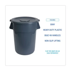 Discount 32 Gallon Linear-Low-Density Polyethylene Round Waste Receptacle - Gray Trash & Waste Bins