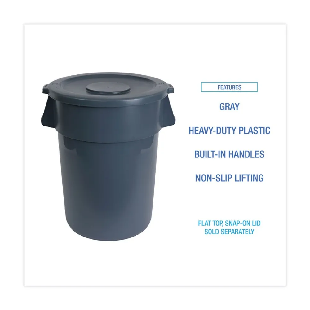 Discount 32 Gallon Linear-Low-Density Polyethylene Round Waste Receptacle - Gray Trash & Waste Bins