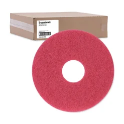 New 12 in. Diameter Buffing Floor Pads - Red (5/Carton) Cleaning & Janitorial Supplies