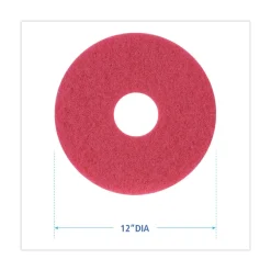New 12 in. Diameter Buffing Floor Pads - Red (5/Carton) Cleaning & Janitorial Supplies