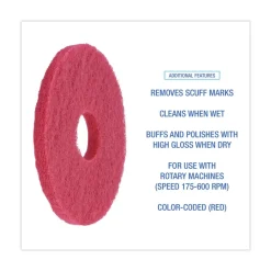 New 12 in. Diameter Buffing Floor Pads - Red (5/Carton) Cleaning & Janitorial Supplies
