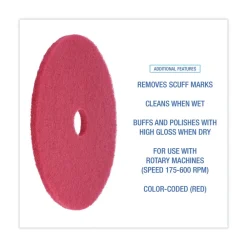 Outlet 21 in. Diameter Buffing Floor Pads - Red (5/Carton) Cleaning & Janitorial Supplies