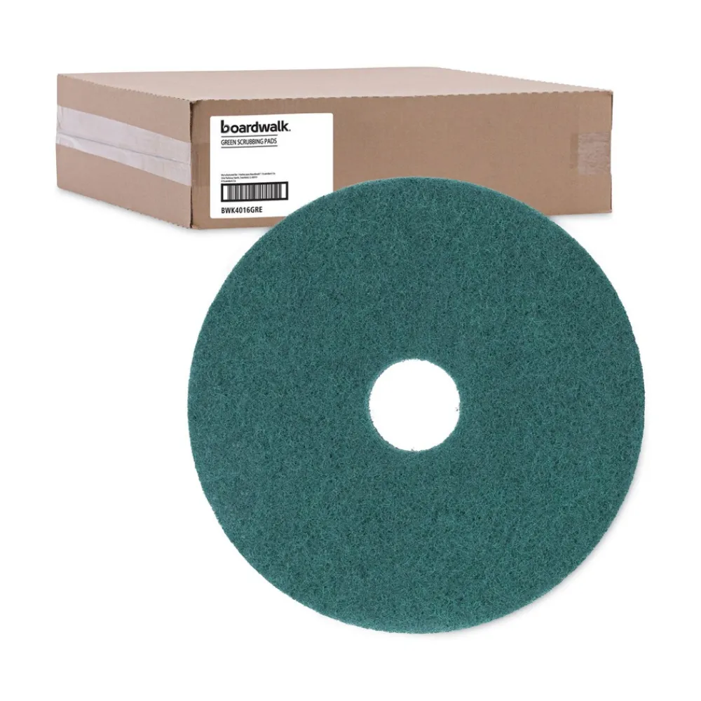 Best 16 in. Diameter Heavy-Duty Scrubbing Floor Pads - Green (5/Carton) Cleaning & Janitorial Supplies