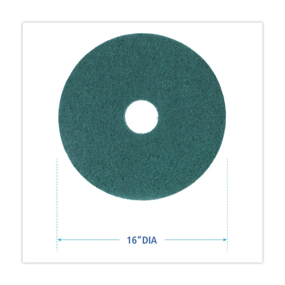 Best 16 in. Diameter Heavy-Duty Scrubbing Floor Pads - Green (5/Carton) Cleaning & Janitorial Supplies