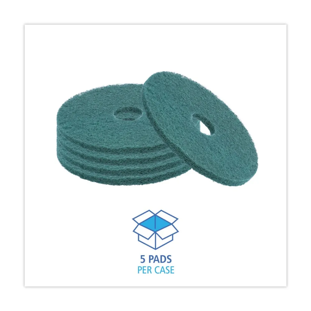 Best 16 in. Diameter Heavy-Duty Scrubbing Floor Pads - Green (5/Carton) Cleaning & Janitorial Supplies