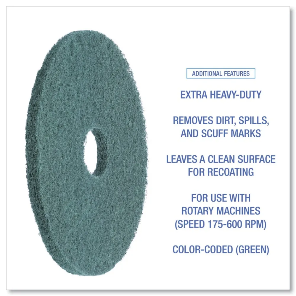 Best 16 in. Diameter Heavy-Duty Scrubbing Floor Pads - Green (5/Carton) Cleaning & Janitorial Supplies