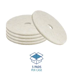 17 in. Diameter Natural Burnishing Floor Pads - White (5/Carton) Cleaning & Janitorial Supplies