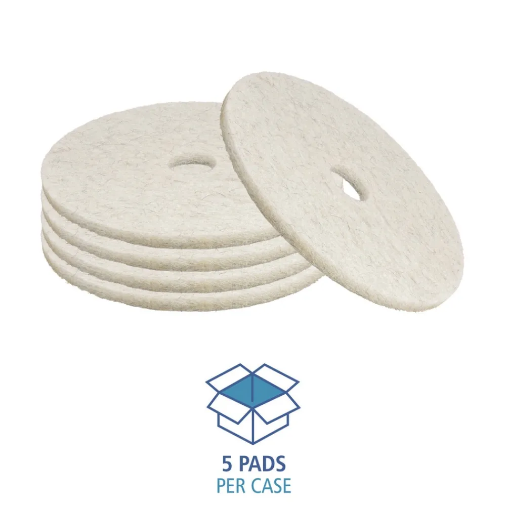 17 in. Diameter Natural Burnishing Floor Pads - White (5/Carton) Cleaning & Janitorial Supplies