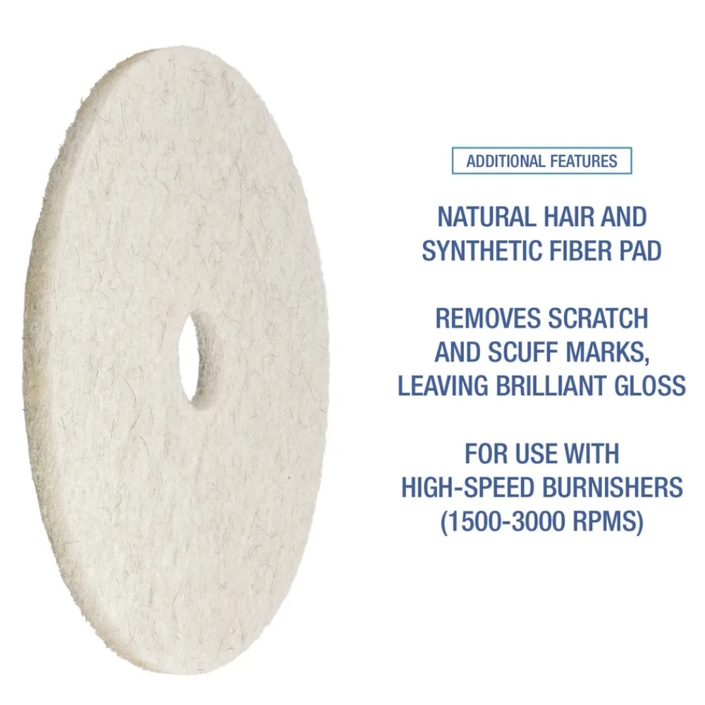 17 in. Diameter Natural Burnishing Floor Pads - White (5/Carton) Cleaning & Janitorial Supplies