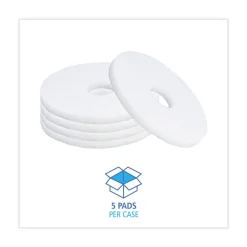 Clearance 13 in. Diameter Polishing Floor Pads - White (5/Carton) Cleaning & Janitorial Supplies