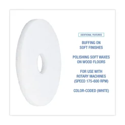 Clearance 13 in. Diameter Polishing Floor Pads - White (5/Carton) Cleaning & Janitorial Supplies