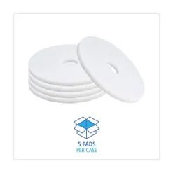 Online 17 in. Diameter Polishing Floor Pads - White (5/Carton) Cleaning & Janitorial Supplies