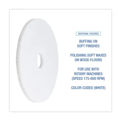 Online 17 in. Diameter Polishing Floor Pads - White (5/Carton) Cleaning & Janitorial Supplies
