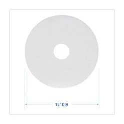 Clearance 15 in. Diameter Polishing Floor Pads - White (5/Carton) Cleaning & Janitorial Supplies