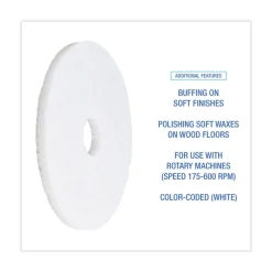 Clearance 15 in. Diameter Polishing Floor Pads - White (5/Carton) Cleaning & Janitorial Supplies