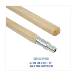 Sale 1.13 in. Diameter x 60 in. Handle Length Metal Tip Threaded Hardwood Broom Handle - Natural Cleaning & Janitorial Supplies
